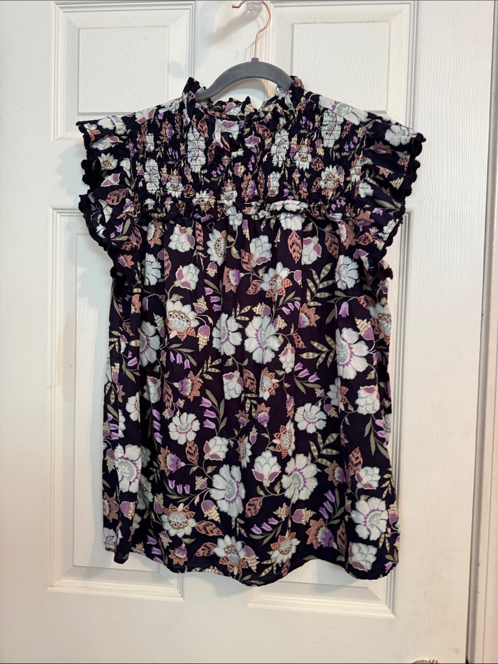 Lane Bryant Black Floral Smocked Midi Dress